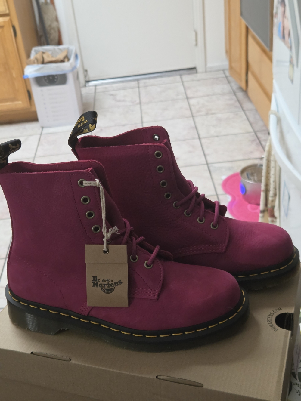 Brand New Dr. Martens Women's Fuchsia 8-Eye Leather Boots